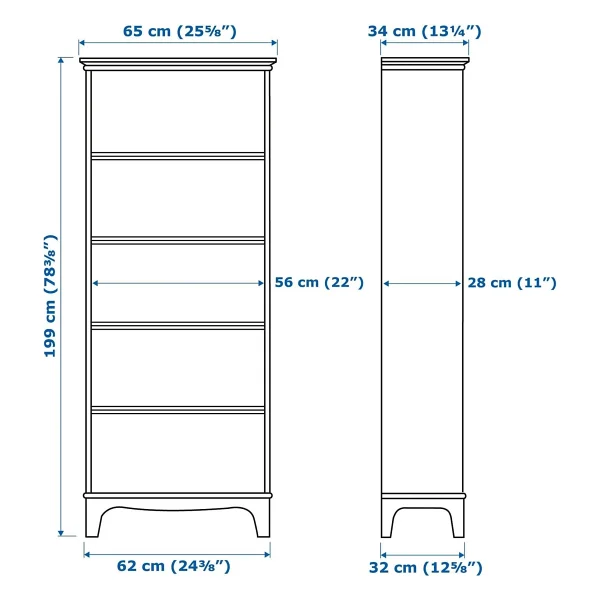 Ikea Lommarp Açık Kitaplık Koyu Mavi-Yeşil Renk 65x199 Cm Ev-Ofis Düzenleyici Raf - Yok - Görsel 3
