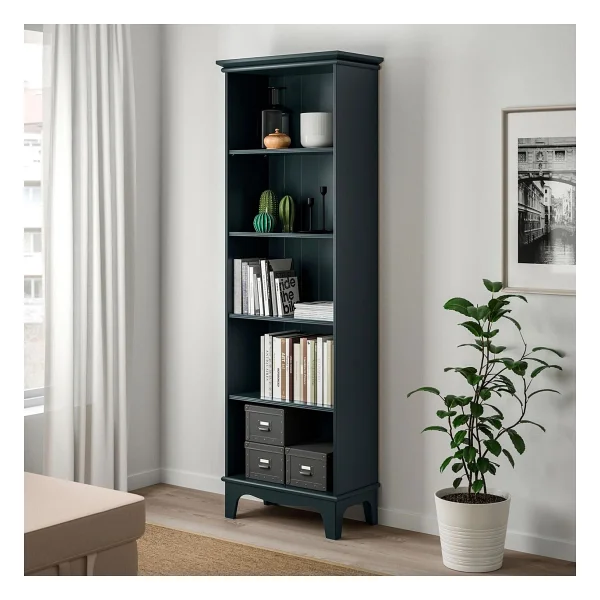 Ikea Lommarp Açık Kitaplık Koyu Mavi-Yeşil Renk 65x199 Cm Ev-Ofis Düzenleyici Raf - Yok - Görsel 4