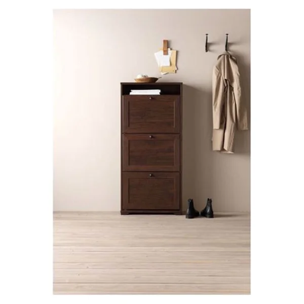 IKEA Brusalı Kahverengi 61x130 cm 3 Kapaklı Ayakkabılık - Görsel 3