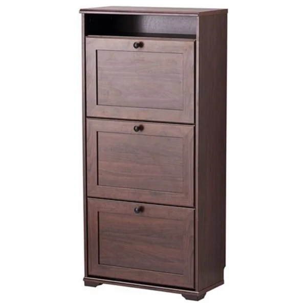 IKEA Brusalı Kahverengi 61x130 cm 3 Kapaklı Ayakkabılık - Görsel 4