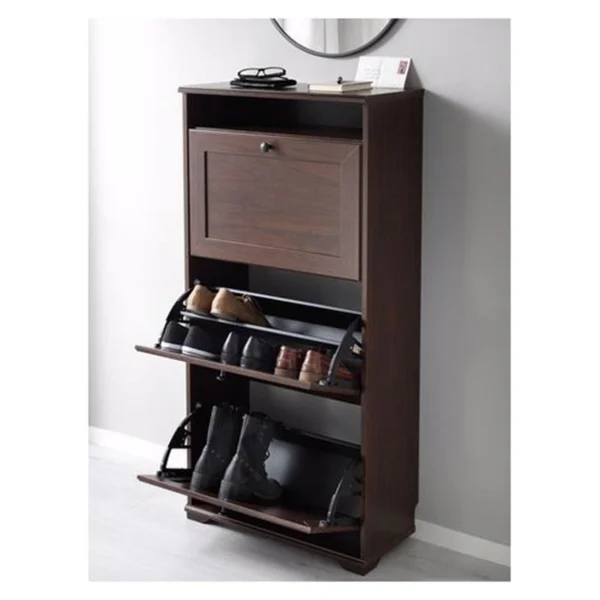 IKEA Brusalı Kahverengi 61x130 cm 3 Kapaklı Ayakkabılık - Görsel 5