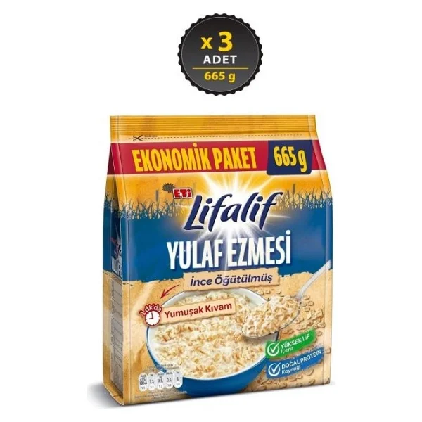 Eti Lifalif İnce Öğütülmüş Yulaf Ezmesi 665 Gr 3'lü - Görsel 2