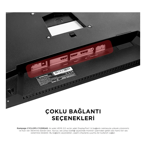 Rampage Cyclops Cy25r240 25" 1 Ms Full HD 240 Hz Oyuncu Monitörü - Görsel 6