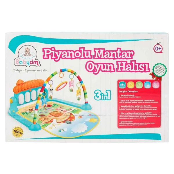 Babycim Piyanolu Mantar Desenli Bebek Oyun Halısı - Hayvan Figürlü - Yeşil - 50 X 70 Cm - Görsel 4