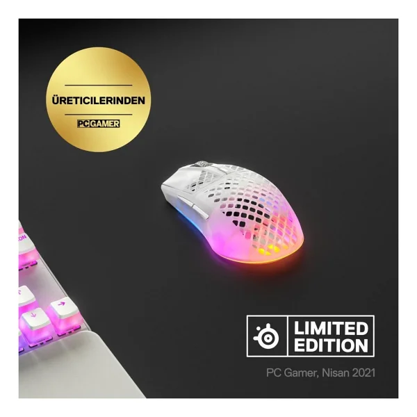 Steelseries Aerox 3 RGB Ghost Edition Şarjlı Optik Kablosuz Oyuncu Mouse - Görsel 4