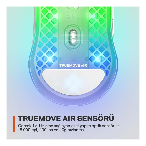 Steelseries Aerox 3 RGB Ghost Edition Şarjlı Optik Kablosuz Oyuncu Mouse - Görsel 6