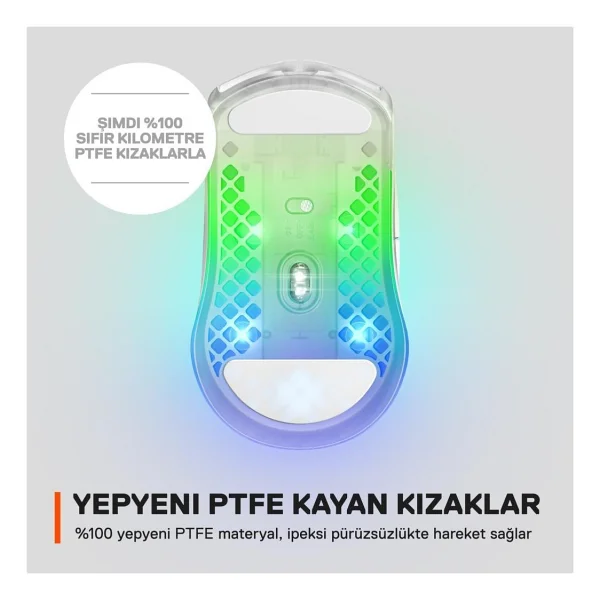 Steelseries Aerox 3 RGB Ghost Edition Şarjlı Optik Kablosuz Oyuncu Mouse - Görsel 7