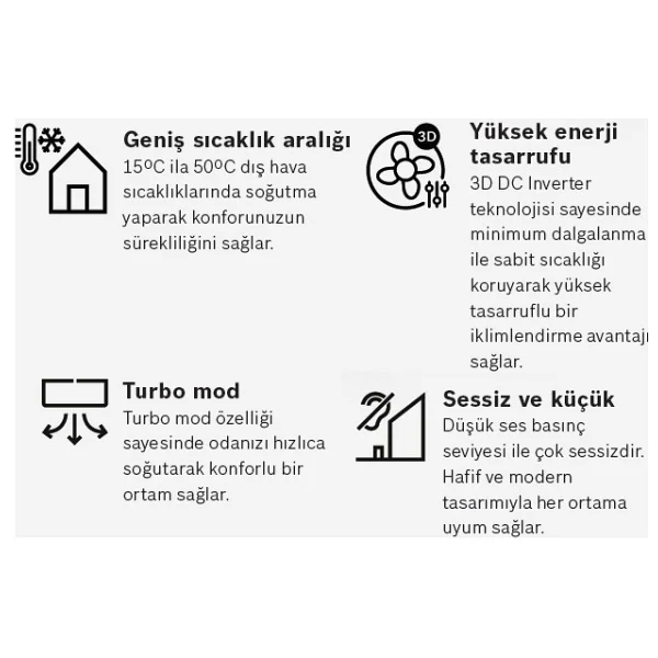 Bosch A++ 18000 Btu 1 Dış + 2 İç Ünite (2x12000 Btu) Multi Inverter Klima - Görsel 6