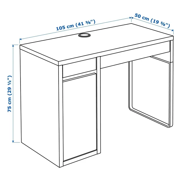 Ikea Çalışma Masası Mıcke Beyaz-Antrasit Renk 105x50 Cm Ev-Ofis Çalışma Ünitesi - Görsel 3