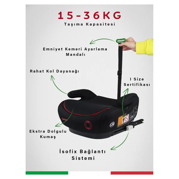 Prego Hera Isofixli 15-36 Kg Oto Koltuğu Yükseltici - Görsel 10
