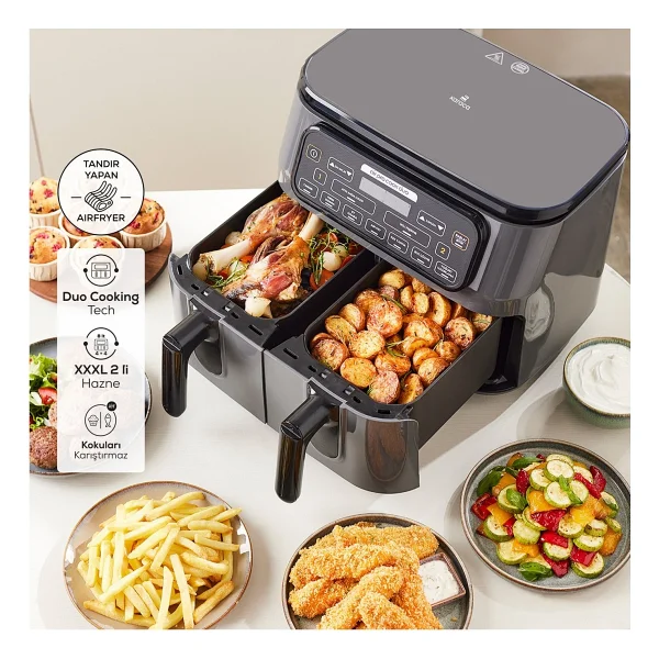 Karaca Air Pro Cook Duo Tandır Xxxl 8 Lt Space Gray Black Yağsız Fritöz - Görsel 6