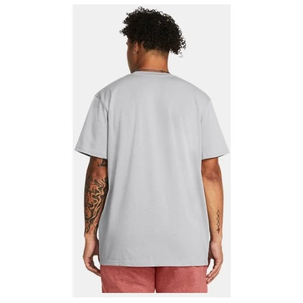 Under Armour Heavyweight Armour Label 1382831-011 Gri Kısa Kollu Bisiklet Yaka Erkek Tişört - Görsel 2