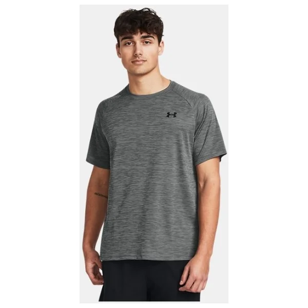 Under Armour Tech Textured 1382796-025 Gri Kısa Kollu Bisiklet Yaka Erkek Tişört - Görsel 8