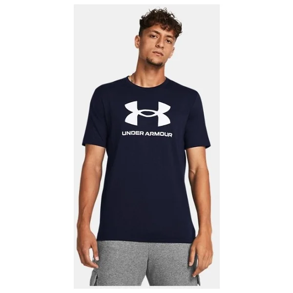 Under Armour Sportstyle Logo Update 1382911-001 Siyah Kısa Kollu Bisiklet Yaka Erkek Tişört - Görsel 8