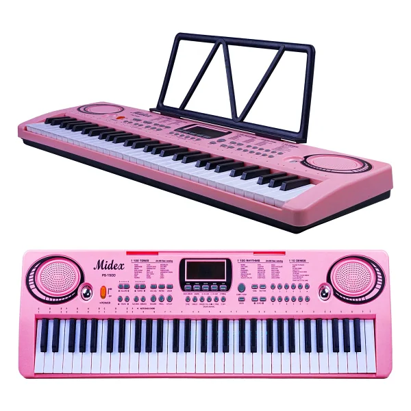Midex Ps-1500pk Başlangıç İçin 61 Tuşlu Org Pembe Renk Notalık Adaptör Mikrofon (100 Ses 100 Ritim) - Görsel 5