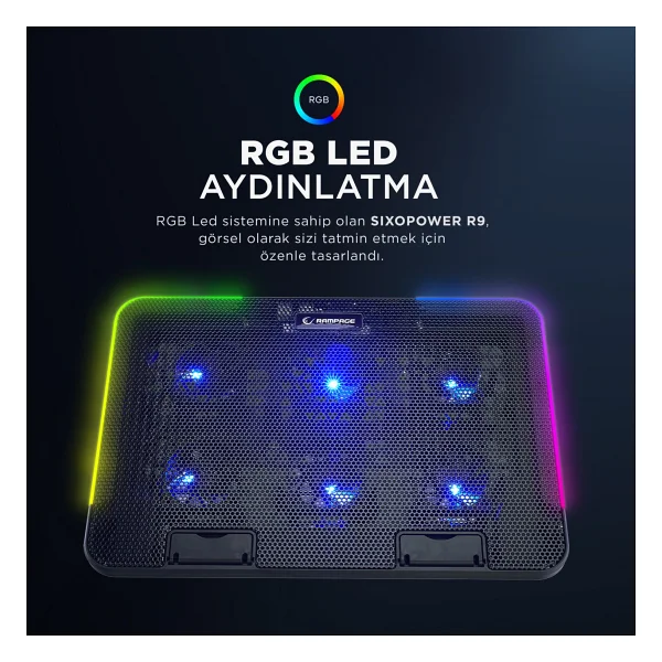 Rampage Sixpower R9 RGB 6 Fanlı Laptop Soğutucu - Görsel 4