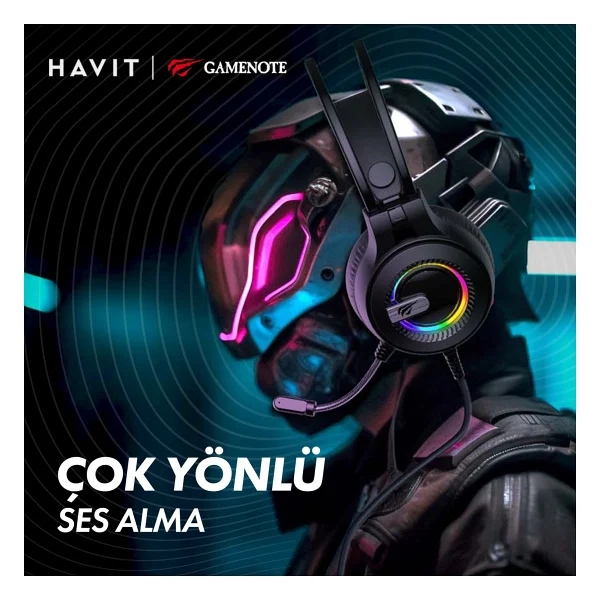 Havit Gamenote H2040d RGB USB Kablolu Kulak Üstü Oyuncu Kulaklığı - Görsel 3