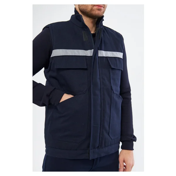 Orange Safety Lacivert Yelek 7/7 Gabardin %100 Pamuk Kapitoneli Reflektörlü - Görsel 5
