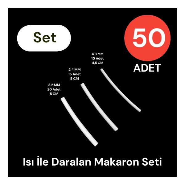 Tek-İş Isı İle Daralan Makaron Seti 50 Adet Beyaz 3.2 20 + 2.4 15 + 1.5 15 Adet - Görsel 4