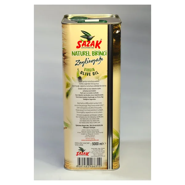 Sazak Natürel Birinci Zeytinyağı 5 Lt Teneke - Görsel 3