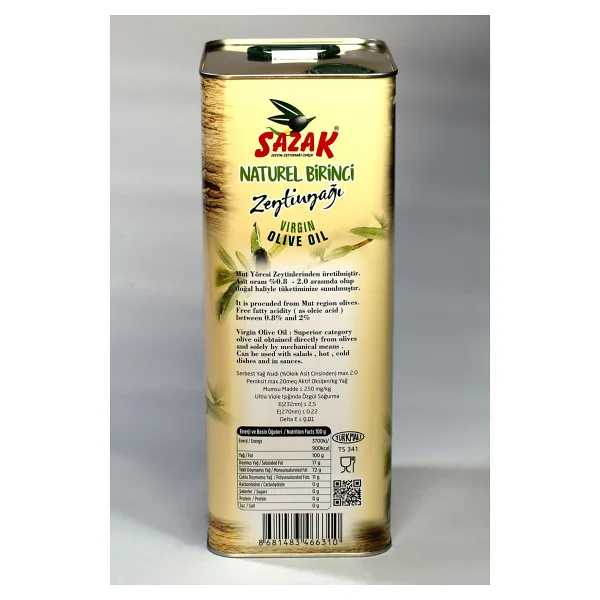 Sazak Natürel Birinci Zeytinyağı 5 Lt Teneke - Görsel 4