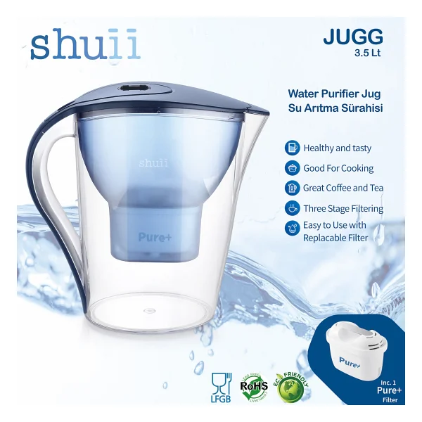 Shuii Jugg I Su Arıtma Sürahisi + 5 Adet Filtre I Pure+ Ve Maxtra+ Filtreleri İle Uyumlu - Görsel 9