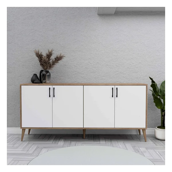 Mezza 1676 Hera 180 Cm (Ahşap Ayaklı) Modern Konsol Sepet-Beyaz - Görsel 3