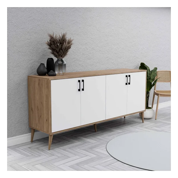Mezza 1676 Hera 180 Cm (Ahşap Ayaklı) Modern Konsol Sepet-Beyaz - Görsel 7