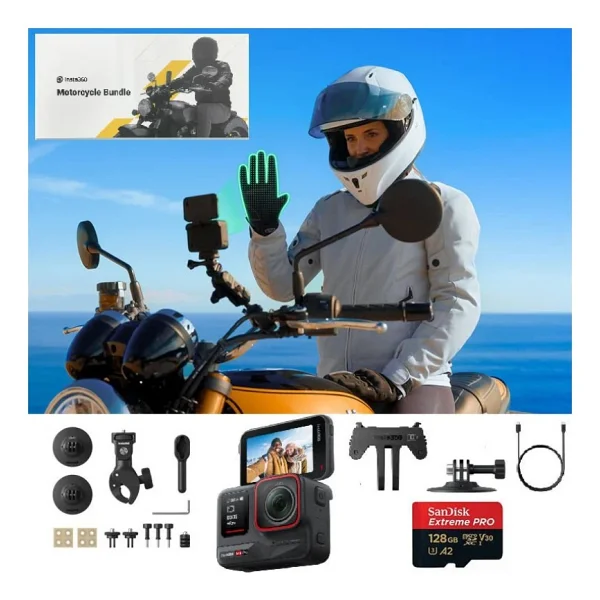 Insta360 Ace Pro Aksiyon Kamerası - Motosiklet Kiti - Görsel 2