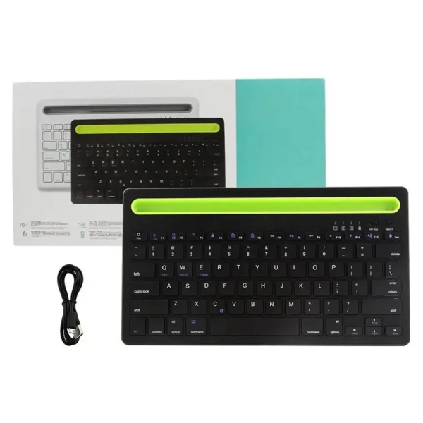 Alfa Mec Tüm Cihazlara Uyumlu Şarj Edilebilir Bluetooth 3.0 Kablosuz Klavye Dahili Yuvası Standı iPad Telefon Tablet Windows Android Mac Ios - Siyah - Görsel 5