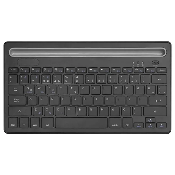 Alfa Mec Tüm Cihazlara Uyumlu Şarj Edilebilir Bluetooth 3.0 Kablosuz Klavye Dahili Yuvası Standı iPad Telefon Tablet Windows Android Mac Ios - Siyah - Görsel 7