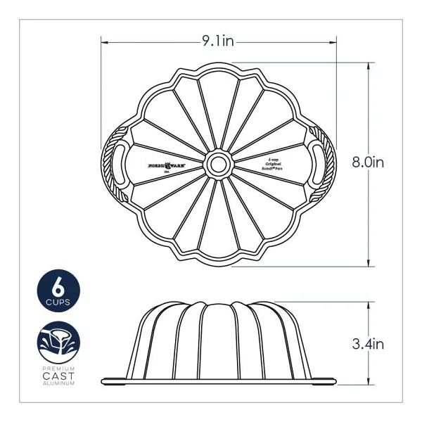 Nordic Ware 60. Yıl Özel Bundt 6 Cup Kek Kalıbı - Görsel 5