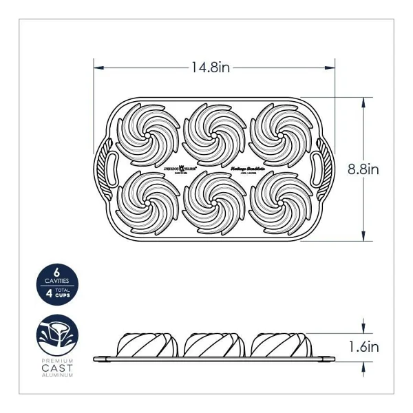 Nordic Ware Heritage Bundtlette Pan 6'lı Kek Kalıbı - Görsel 4