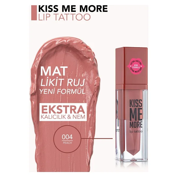 Flormar Kiss Me More Lip Tattoo 004 Peach Likit Ruj - Görsel 3