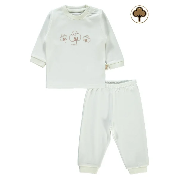 Civil Baby Bebek Organik Pijama Takımı 1-9 Ay Ekru - 1 - 3 Ay - Görsel 6
