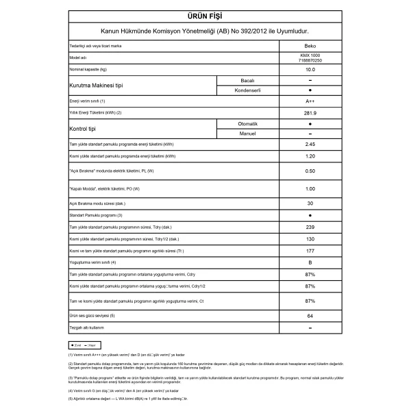 Beko Kmx 1000 10 Kg Çamaşır Kurutma Makinesi - Görsel 6