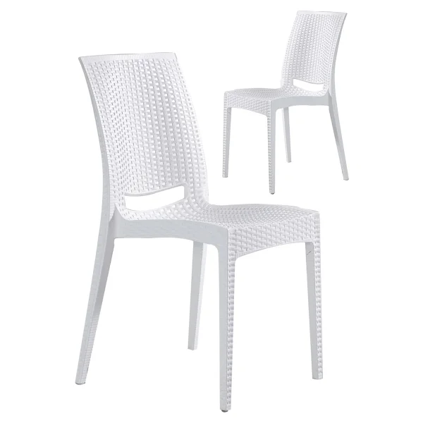 Sandalie 2 Adet Rattan Beyaz Sandalye / Balkon-Bahçe-Teras - Görsel 2