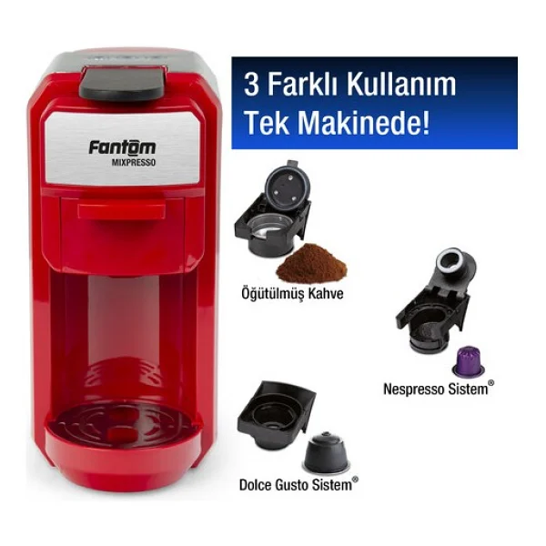 Fantom Mixpresso Ks 1450 Kırmızı Kapsül Kahve Makinesi - Görsel 6