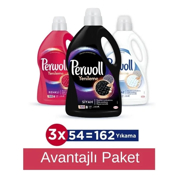 Perwoll Renkli + Siyah + Beyaz Hassas Bakım Sıvı Çamaşır Deterjanı 3 Lt 3'lü - Görsel 3