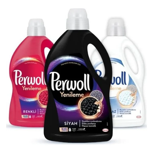 Perwoll Renkli + Siyah + Beyaz Hassas Bakım Sıvı Çamaşır Deterjanı 3 Lt 3'lü - Görsel 2