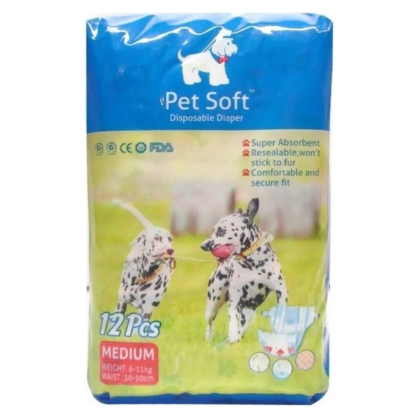 Pet Soft Köpek Tuvalet Bezi Çiş Bezi 12 Adet - Beyaz - Görsel 7