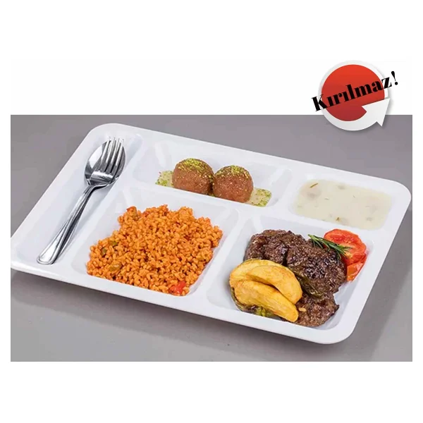 Avangart Mutfak Kırılmaz Tabldot Tabak, Self Servis, Yemekhane, Okul Tabağı, 5 Bölmeli Tabak, Tabilot, Tabildot, Lokanta - Görsel 6