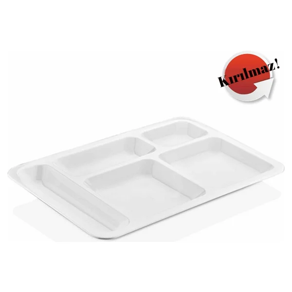 Avangart Mutfak Kırılmaz Tabldot Tabak, Self Servis, Yemekhane, Okul Tabağı, 5 Bölmeli Tabak, Tabilot, Tabildot, Lokanta - Görsel 4