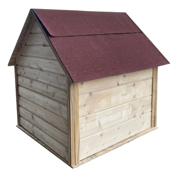 Reyo Pet Suya Soğuğa Dayanıklı Lüks Büyük Boy Ahşap Köpek Kulubesi Sokak Köpek Evi Kırmızı Çatılı 100x100x78 Cm - Görsel 6