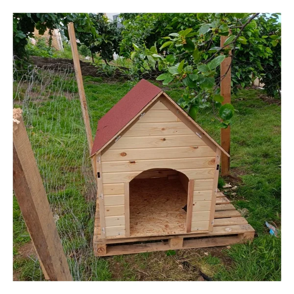Reyo Pet Suya Soğuğa Dayanıklı Lüks Büyük Boy Ahşap Köpek Kulubesi Sokak Köpek Evi Kırmızı Çatılı 100x100x78 Cm - Görsel 8