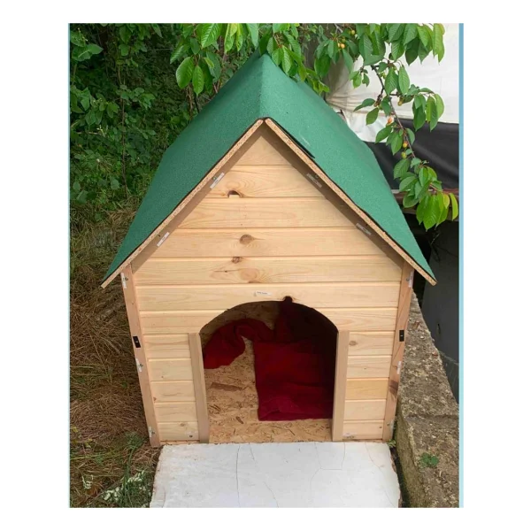 Reyo Pet Suya Soğuğa Dayanıklı Lüks Büyük Boy Ahşap Köpek Kulubesi Sokak Köpek Evi Yeşil Çatılı 100x100x78 Cm - Görsel 4