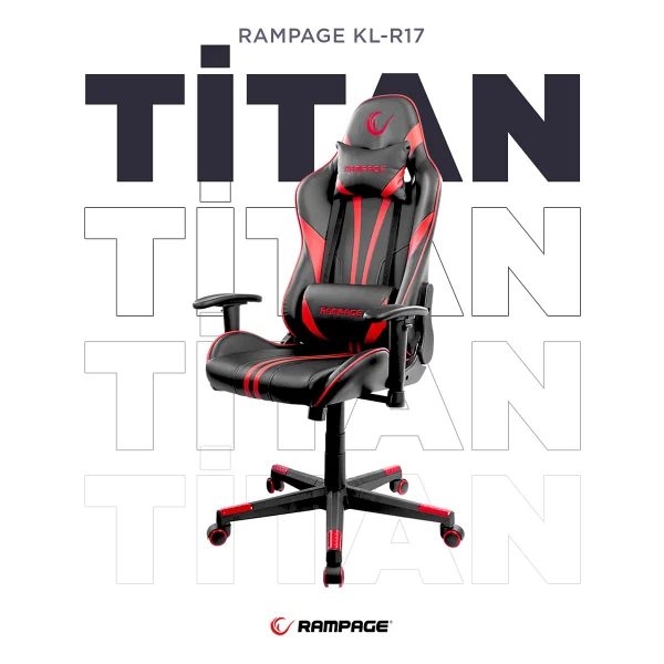 Rampage Kl-R17 Titan Kırmızı-Siyah Oyuncu Koltuğu - Görsel 2