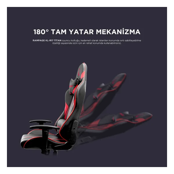 Rampage Kl-R17 Titan Kırmızı-Siyah Oyuncu Koltuğu - Görsel 2
