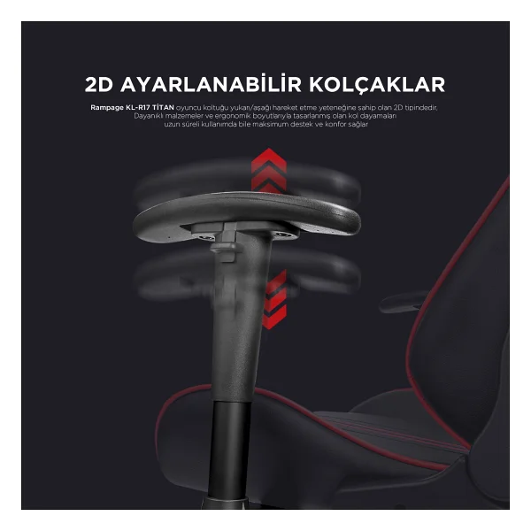 Rampage Kl-R17 Titan Kırmızı-Siyah Oyuncu Koltuğu - Görsel 5