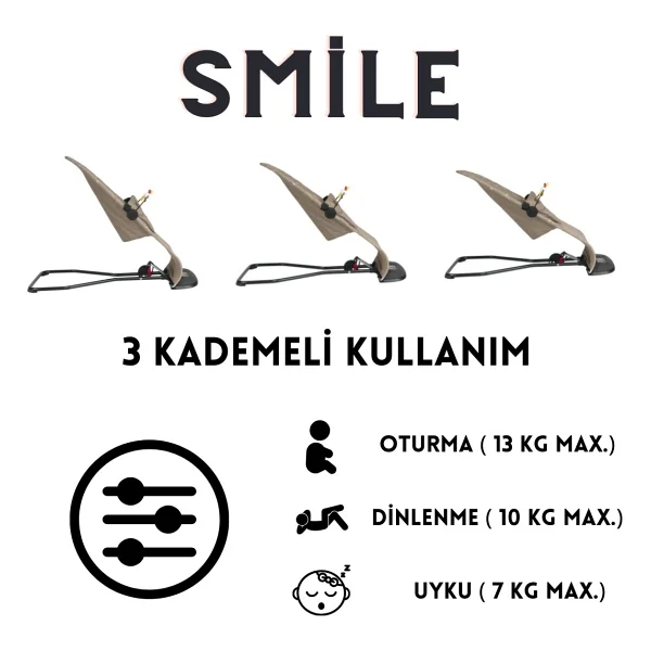 Mamma Smile Cotton Eco Sallanır Üç Kademeli Kahverengi Ana Kucağı - Görsel 3
